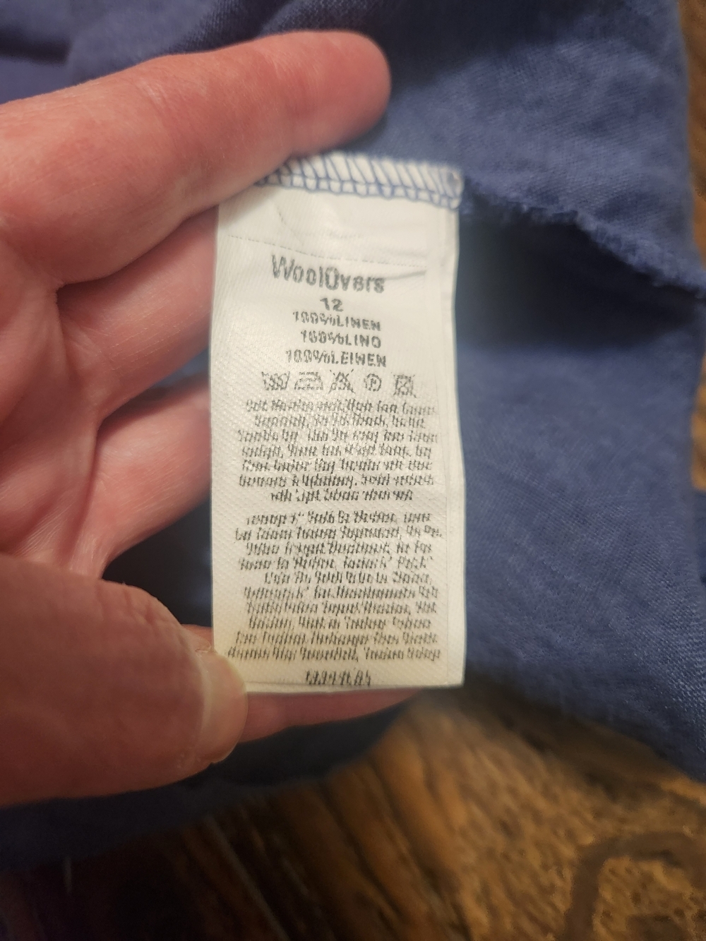 WoolOvers 100% Linen Relaxed Tunic Pocket Dress Blue Size 8 EUC - Picture 7 of 10